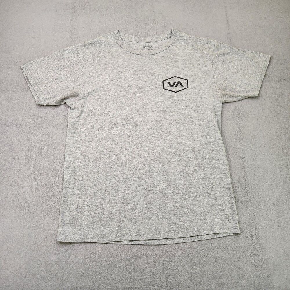 RVCA T-Shirt Men's M Gray Short Sleeve Logo Graphic Regular Fit Crew